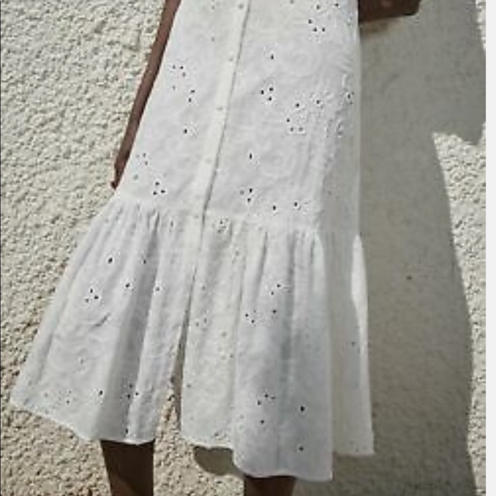 Zara White Eyelet Midi Dress - Picture 2 of 11